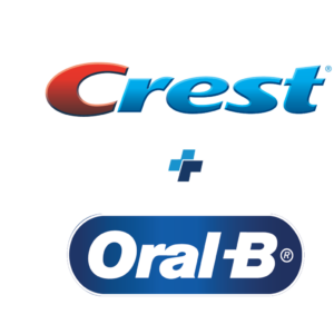 Crest logo Plus Oral B logo stacked vertically