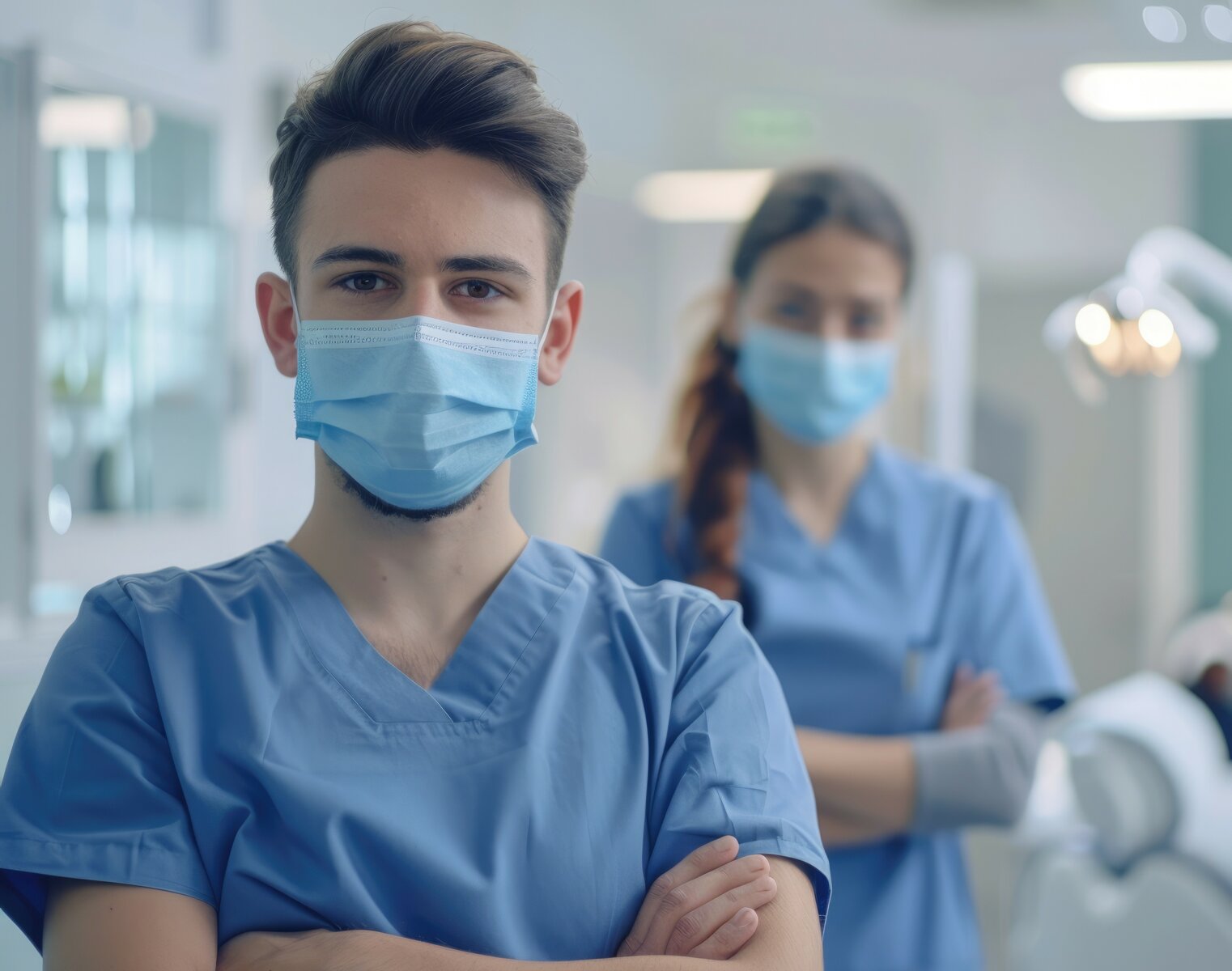 Two hygienists standing proudly with crossed arms.