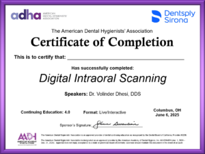 Certificate_Digital Intraoral Scanning